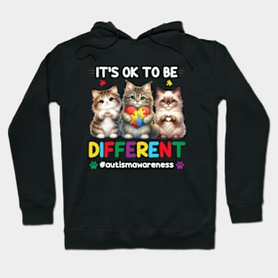 It's OK To Be Different Autism Awareness Cats Hoodie